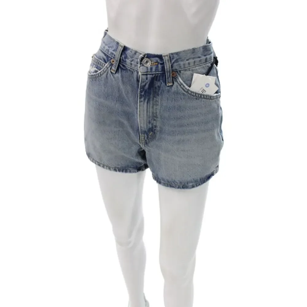Re/Done Unisex Solid Light Blue Organic Cotton Shorts Button Fly 90s Size 25